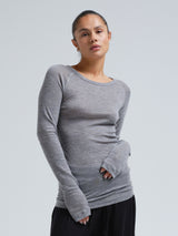 Seamless Basic Woolen Jade | Merinowolle L/S T-Shirt Grey Melange