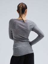 Seamless Basic Woolen Jade | Merinowolle L/S T-Shirt Grey Melange