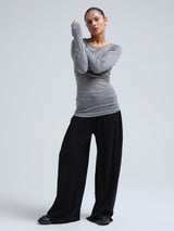 Seamless Basic Woolen Jade | Merinowolle L/S T-Shirt Grey Melange