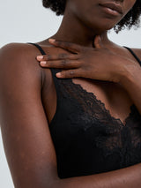 Seamless Basic Lace Silk Cami | Mulberry Seide Cami top Black w. Black