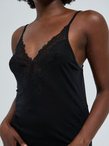 Seamless Basic Lace Silk Cami | Mulberry Seide Cami top Black w. Black