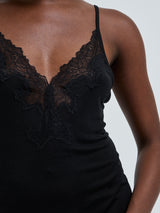 Seamless Basic Lace Silk Cami | Mulberry Seide Cami top Black w. Black