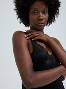 Lace Silk Cami | Mulberry Seide - Black w. Black
