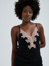 Seamless Basic Lace Silk Cami | Mulberry Seide Cami top Black w. Rosie Beige
