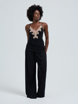 Seamless Basic Lace Silk Cami | Mulberry Seide Cami top Black w. Rosie Beige