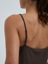 Seamless Basic Lace Silk Cami | Mulberry Seide Cami top Umber Brown