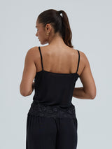 Seamless Basic Lace Silk Cami | Mulberry Seide Cami top Black