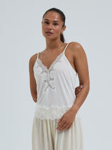 Seamless Basic Lace Silk Cami | Mulberry Seide Cami top Off-White