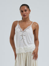 Seamless Basic Lace Silk Cami | Mulberry Seide Cami top Off-White