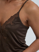 Seamless Basic Lace Silk Cami | Mulberry Seide Cami top Umber Brown