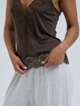 Seamless Basic Lace Silk Cami | Mulberry Seide Cami top Umber Brown
