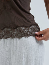 Seamless Basic Lace Silk Cami | Mulberry Seide Cami top Umber Brown