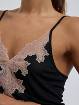 Seamless Basic Lace Silk Slip | Mulberry Seide Slip Dress Black w. Rosie Beige