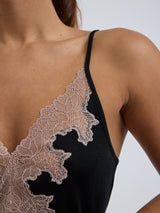 Seamless Basic Lace Silk Slip | Mulberry Seide Slip Dress Black w. Rosie Beige