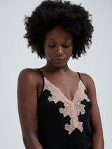 Seamless Basic Lace Silk Slip | Mulberry Seide Slip Dress Black w. Rosie Beige