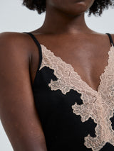 Seamless Basic Lace Silk Slip | Mulberry Seide Slip Dress Black w. Rosie Beige