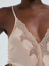 Seamless Basic Lace Silk Slip | Mulberry Seide Slip Dress Rosie Beige w. Rosie Beige