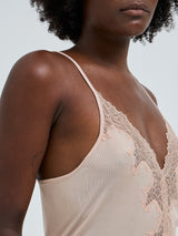 Seamless Basic Lace Silk Slip | Mulberry Seide Slip Dress Rosie Beige w. Rosie Beige