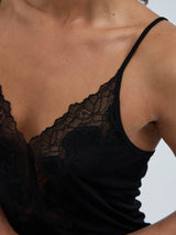Seamless Basic Lace Silk Slip | Mulberry Seide Slip Dress Black