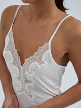 Seamless Basic Lace Silk Slip | Mulberry Seide Slip Dress Off-White