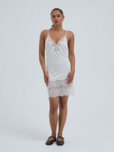 Seamless Basic Lace Silk Slip | Mulberry Seide Slip Dress Off-White