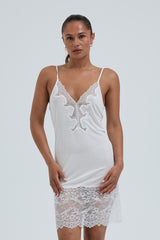 Seamless Basic Lace Silk Slip | Mulberry Seide Slip Dress Off-White