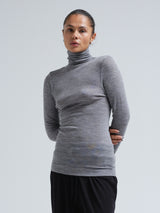 Seamless Basic Woolen Lola | Merinowolle Roll Neck Grey Melange