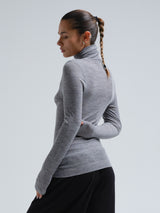 Seamless Basic Woolen Lola | Merinowolle Roll Neck Grey Melange
