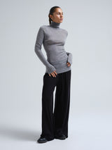 Seamless Basic Woolen Lola | Merinowolle Roll Neck Grey Melange
