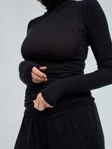 Seamless Basic Nouveau | Baumwolle Roll Neck Black