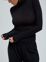 Seamless Basic Nouveau | Baumwolle Roll Neck Black