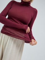 Seamless Basic Nouveau | Baumwolle Roll Neck Burgundy