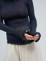 Seamless Basic Nouveau | Baumwolle Roll Neck Midnight