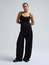 Seamless Basic Piccola | Merinowolle Strap Top Black