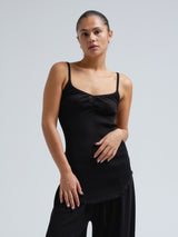 Seamless Basic Piccola | Merinowolle Strap Top Black