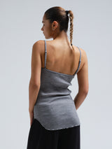 Seamless Basic Piccola | Merinowolle Strap Top Grey Melange