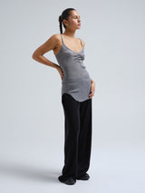 Seamless Basic Piccola | Merinowolle Strap Top Grey Melange