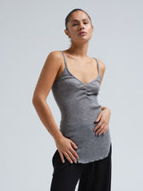 Seamless Basic Piccola | Merinowolle Strap Top Grey Melange