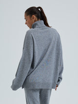 Seamless Basic Roll Neck Jumper | Wolle Kaschmir Roll Neck Ash Melange