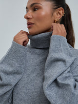 Seamless Basic Roll Neck Jumper | Wolle Kaschmir Roll Neck Ash Melange