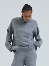 Seamless Basic Roll Neck Jumper | Wolle Kaschmir Roll Neck Ash Melange