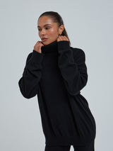 Seamless Basic Roll Neck Jumper | Wolle Kaschmir Roll Neck Black