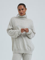 Seamless Basic Roll Neck Jumper | Wolle Kaschmir Roll Neck Ecru Melange