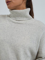 Seamless Basic Roll Neck Jumper | Wolle Kaschmir Roll Neck Ecru Melange