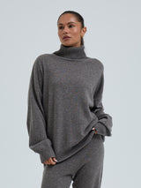 Seamless Basic Roll Neck Jumper | Wolle Kaschmir Roll Neck Heather Mushroom
