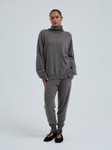 Seamless Basic Roll Neck Jumper | Wolle Kaschmir Roll Neck Heather Mushroom