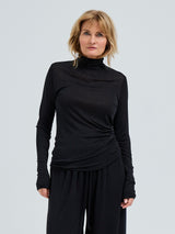 Seamless Basic Sheer Roll Neck | Seide Roll Neck Black