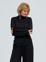 Seamless Basic Sheer Roll Neck | Seide Roll Neck Black