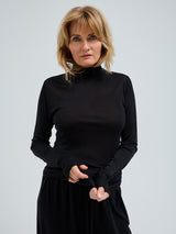 Seamless Basic Sheer Roll Neck | Seide Roll Neck Black