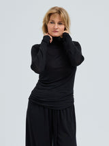 Seamless Basic Sheer Roll Neck | Seide Roll Neck Black